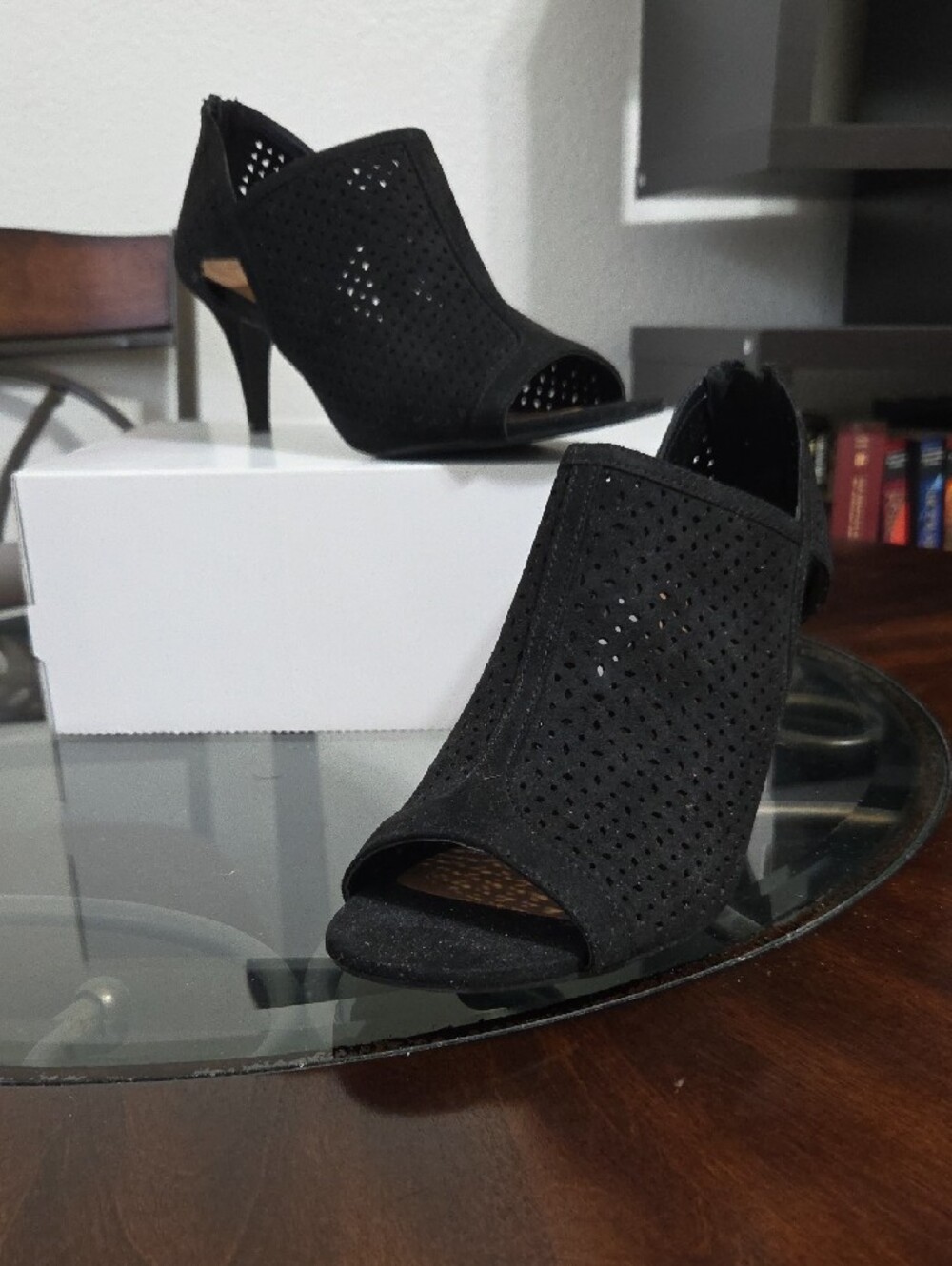 Style & Co. Black Perforated Peep-Toe Heels - Picture 3 of 9